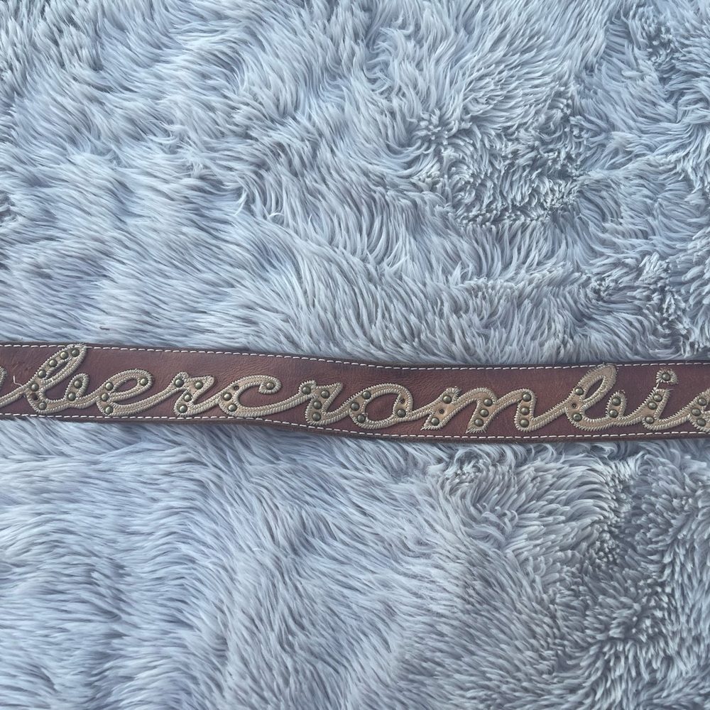 Y2K Abercrombie & Fitch embellished brown leather belt youth large